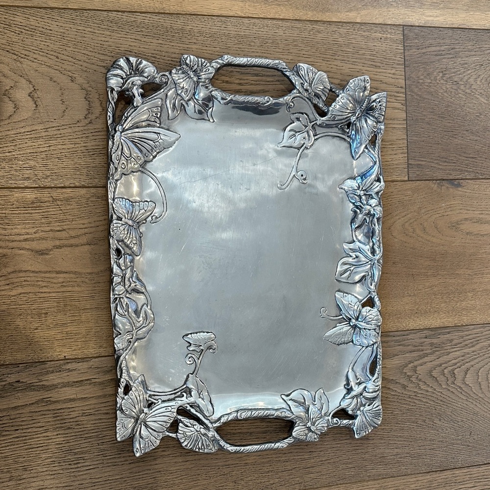 Arthur Court Silver Butterfly Serving Tray